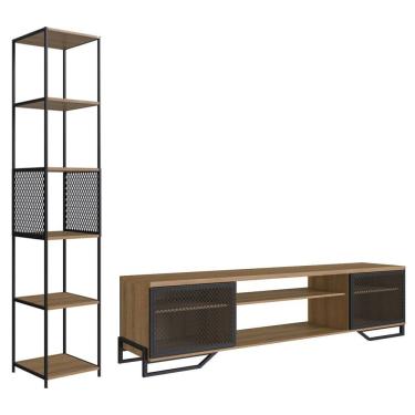 Imagem de Rack 180 Cm 2 PT Estante Prateleira Industrial 27X23 Mell Preto PP