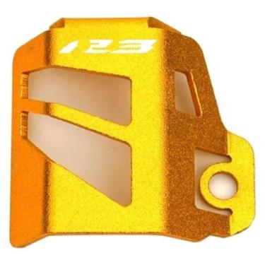 Imagem de Tampa do reservatório de fluido de freio dianteiro traseiro da motocicleta tampa do cilindro protetor de óleo R3 compatível com YZF-R3 YZFR3 2015-2021 2023 (D-ouro)