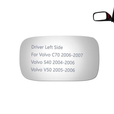 Imagem de JZSUPER Vidro retrovisor lateral adequado para 2006 2007 C70, 2004 2005 2006 S40, 2005 2006 V50 lado esquerdo esquerdo plano, incluindo adesivo (não aquecido)