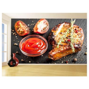Imagem de Papel De Parede Alimentos Carne Churrasco Bife 3,5M Al297