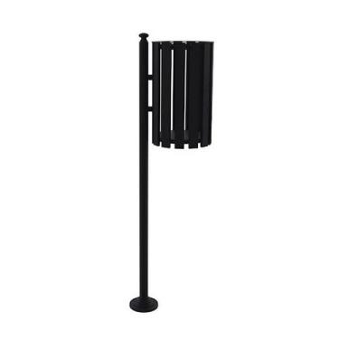 Imagem de Lixeira de Rua Pátios Parques Simples Tubular Preta 151cm - Utildecor 