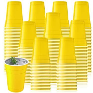Imagem de Copos descartáveis de plástico Zopeal 200x 532ml para festa amarela