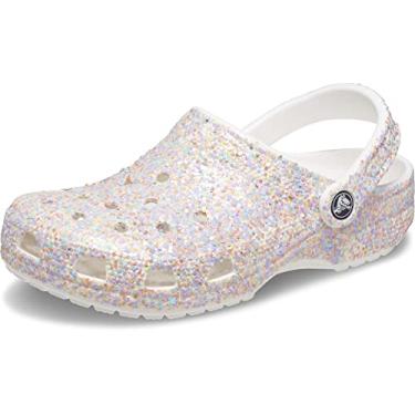 Imagem de Crocs Tamanco unissex adulto clássico com glitter, Branco/Multi, 41