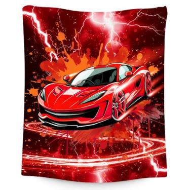 Imagem de Cobertor infantil - Cobertores infantis com presentes de carro para meninos - 102 x 127 cm de flanela macia para carro de corrida para soneca e escritório