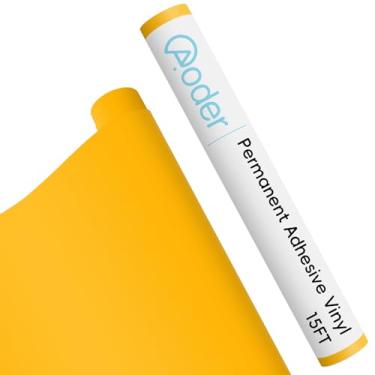 Imagem de Aoder Vinil amarelo permanente - Rolo de vinil adesivo amarelo fosco com suporte de PET compatível com todas as máquinas de corte, 30,5 cm x 15FT para caneca, carro, adesivo de decoração, artesanato