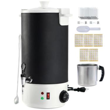 Imagem de TCFUNDY Derretidor de cera para fabricação de velas, 10 L, preto, pote elétrico antiaderente, 10 L, kit de fabricação de velas DIY para adultos, cera de soja e cera de abelha