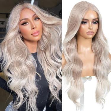Imagem de Peruca frontal de renda sintética ENCOUNTERU Ash Blonde Body Wave 26"