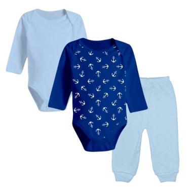 Imagem de Kit 3 Roupas Bebê Body Liso Body Estampado Mijão Algodão - Koala Baby,