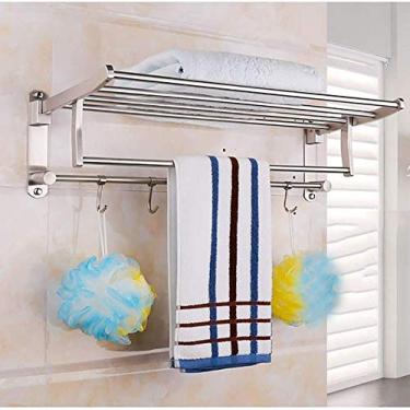 Imagem de Bathroom Shelf Stainless Steel Frame Folding Towel Stand Toothbrush Cartridge Holder Cosmetic Finishing Frame Toiletries Shelf Placement Optional Specification Bathroom Shelf
