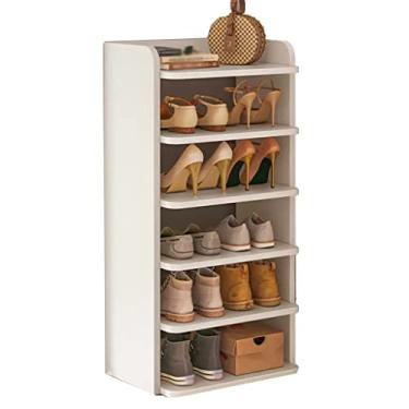 Imagem de Sapateira, sapateira de madeira para entrada, caixa de tamancos, caixa de sapatos, chinelos, tênis, botas, sapateira empilhável, bolsa de armazenamento, corredor, quarto, sapateira pequena (cor: cinza