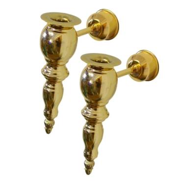 Imagem de Generic 2x Castiçal Porta-velas Decoração Aniversário Versátil Lareira Mesa Festas de Casamento Sala de Estar Ornamento Ferro, Ouro
