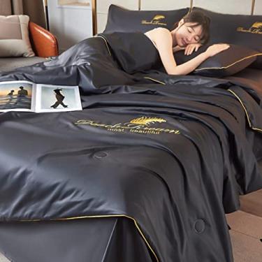 Imagem de 5JJJLOOOPP Colcha de verão, brilhante, sedosa, conjunto de 4 peças, edredom de verão, cobertor de verão, solteiro, 1 peça, elegante, macio, cobertor interno (cor 2 C)