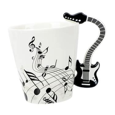Imagem de WOTZOV Caneca de sumos, expresso, padrão de bebidas, chávena de chá, multiusos, chá, Porcelana, músicos para amantes, cabo de guitarra, design criativo de ml, armazenamento de notas,