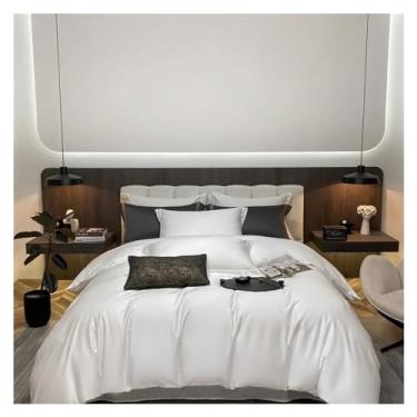 Imagem de Jogo de cama de luxo 100% algodão 400TC conjunto de capa de edredom solteiro queen king capa de colcha com fronha conjunto de 3 peças (1 solteiro)