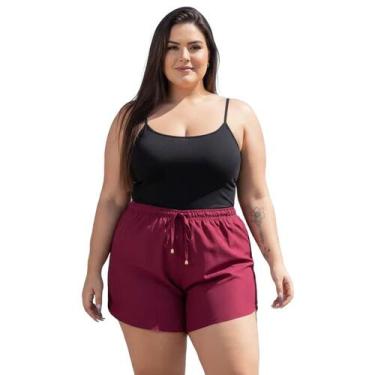 Imagem de Short Saída De Praia Feminino Plus Size Bermuda Tactel De Banho Piscin