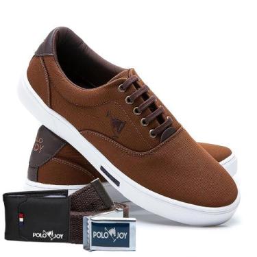Imagem de Sapatênis Casual Lona Kit com Carteira e Cinto Dia a Dia - Polo Joy, 4