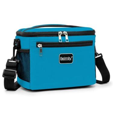 Imagem de Lancheira pequena, refrigerador isolado, 20x17x18cm, 8L, cinza, azul -