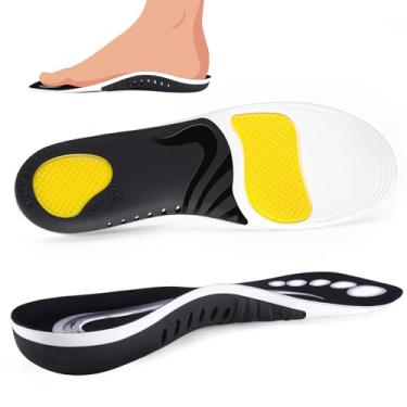 Imagem de Palmilhas ortopédicas para arco alto e pés chatos – Inserções para alívio da dor da fascite plantar para botas de trabalho e tênis – Amortecimento de suporte para homens e mulheres (1 par - M-branco