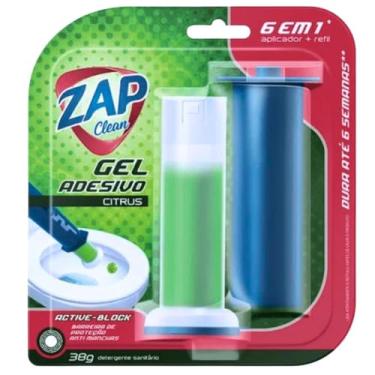 Imagem de Gel Adesivo Desodorizaor 6 Em 1 Aplicador + Gel Citrus Limpa E Perfuma Dura Até 6 Semanas Active-Block Com Barreira De Proteção Anti Manchas