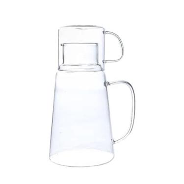 Imagem de Jarro Jarra de água vidro 1200 ml com tampa copo, alça garrafa quente/fria, boa para suco caseiro, chá gelado