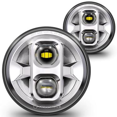 Imagem de TRUE MODS Faróis de LED cromados redondos H6024 [DOT-Approved] [Feixe selado alto baixo] Compatível com Jeep Wrangler JK JKU TJ LJ Chevy Ford Nissan Datsun TOYOTA Chevrolet Hummer Land Rover Mazda VW