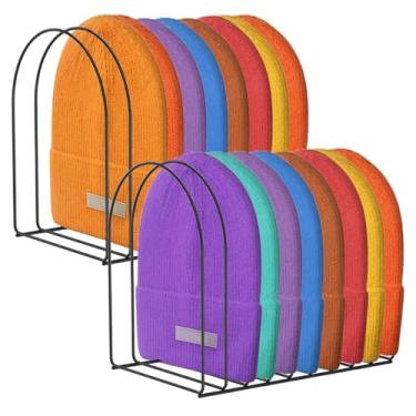 Imagem de Organizador de gorro de 2 peças, suporte de armazenamento de chapéu de malha, suporte de touca de ferro para exibição de chapéu de natação de inverno, mesa de entrada de casa, armário de quarto