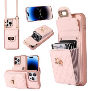 Imagem de Alça de ombro de couro crossbody caso para iphone 14 13 12 11 15 pro max xs xr 8 7 plus se20 clássico treliça carteira capa, rosa, para iphone xr