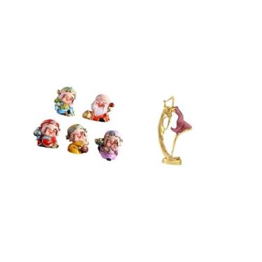 Imagem de Fenteer Da Fortuna de Resina E Figuras de Dançarina de Balé Escultura de Mesa Mini Estátuas para Quarto Mesa de Escritório Festa de Ano Novo Decoração de