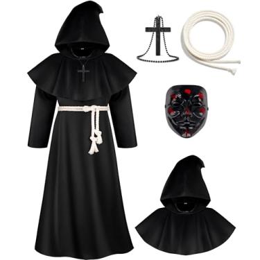 Imagem de DISHIO Capas com capuz de ceifador de Halloween, fantasias de cosplay para adultos, monge padre medieval, cavaleiro, feiticeiro, ceifador, fantasia cosplay para adultos, fantasias de cosplay de
