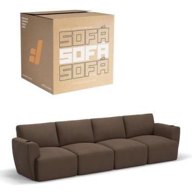 Imagem de Sofá 4 Lugares Sala De Estar em Tecido Linho Modular Damie Na Caixa, M