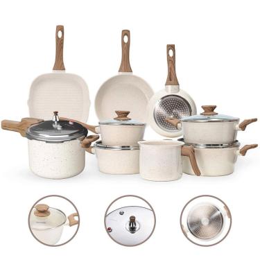 Imagem de Jogo Panelas 9 Pç Premium 4Mm Indução Cerâmico - Vanilla