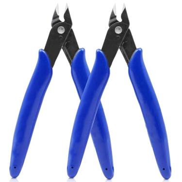 Imagem de Alicate de corte de precisão para fabricação de joias, eletrônicos, 12 cm, mini alicate de corte lateral para abraçadeiras de plástico, modelos de plástico e projetos de passatempo, 2 peças, azul