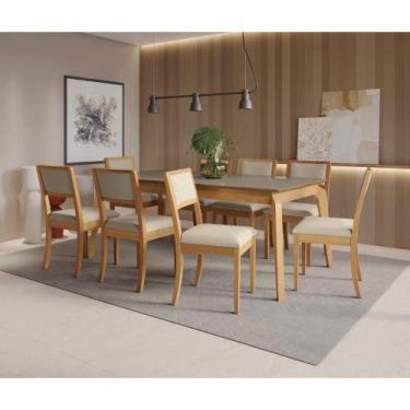 Imagem de Conjunto Sala De Jantar Madeira Maciça 8 Cadeiras Kappesberg Linho Arg