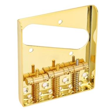 Imagem de RiToEasysports Ponte de Guitarra Elétrica Estilo Vintage, Passagem de Sela de Aço Durável para Telecaster 2,13 Polegadas Dourada
