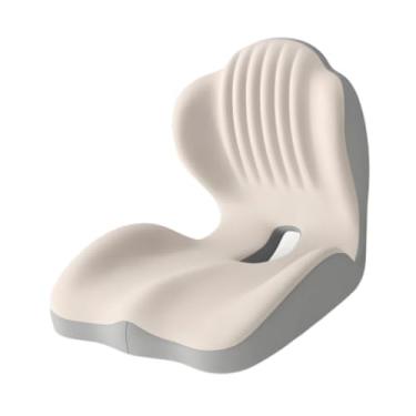 Imagem de Kokiya Almofada de assento, apoio para as costas, encosto, ergonômico, versátil, portátil, macio, almofada para cóccix, apoio lombar para assentos de carro, Bege