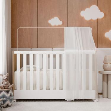 Imagem de Berço Americano Doce Sonho Vira Mini Cama Com Rodinhas Branco