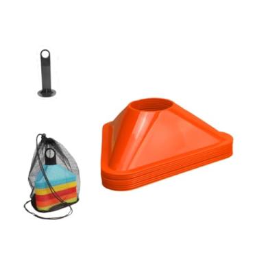Imagem de menolana 10 peças de cones triangulares de futebol para treinamento de marcação de campo de futebol, agilidade portátil, treinamento de futebol para esportes, Laranja