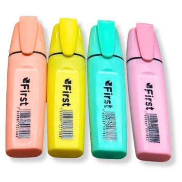 Imagem de Kit 4 Marca Texto Tons Pastel Cores Suaves Tinta À Base de Água para E