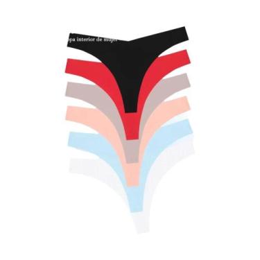 Imagem de Conjunto De 6 Calcinhas G-String De Seda Gelada Sem Costura Para Mulhe