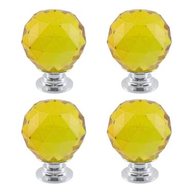 Imagem de Dahszhi 4 peças diamante esférico 1,18"/30 mm puxador de cristal puxador de armário gavetas armário cômoda estante guarda-roupa, prata-ouro