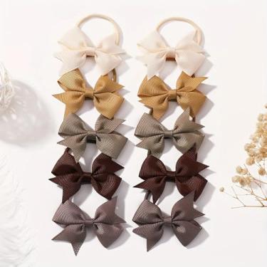 Imagem de Laços de cabelo com laços, 10 peças de prendedores de rabo de cavalo pequenos elásticos elásticos elásticos de 5 cm para jovens