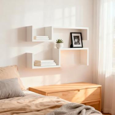 Imagem de Kit Conjunto 2 Prateleiras Nichos Decorativas Em S Branco