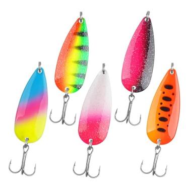 Imagem de OROOTL Iscas de pesca de água salgada, 5 colheres de pesca com anzóis agudos duráveis, isca para garoupa de atum e salmão, isca de pesca de peixe do mar, colher de pesca para robalo com caixa de