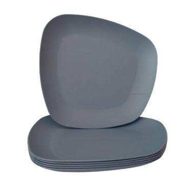 Imagem de Jogo 06 Pratos Plastico Duro Resistente Refeições Azul