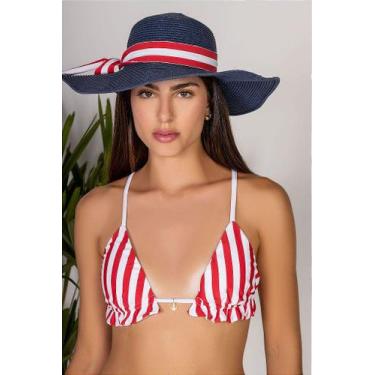 Imagem de Top de Biquíni Listrado Vermelho Marina - Elegante e Clássico - Perola