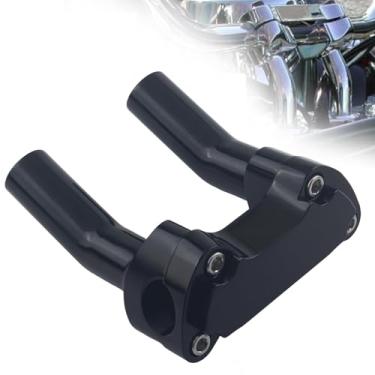 Imagem de FINMOKAL Kit de braçadeira superior de elevação de guidão preto de 11,4 cm de altura para guidão de 2,5 cm, compatível com Harley Dyna Road Glide Softail Sportster Street Bob