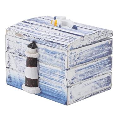 Imagem de Caixa de joias de madeira, 4 peças, estilo náutico, pequena caixa de bugigangas para brincos, colares, broches, resina de madeira durável, presente para mulheres e homens