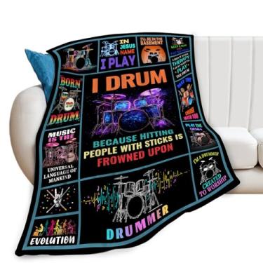 Imagem de Cobertor de tambor, música legal, cobertores de tambor, presentes para meninas, meninos, crianças, amantes de música, pelúcia macia e aconchegante de lã para sofá cama 127 x 101 cm