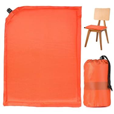 Imagem de Almofada de assento leve e confortável de espuma de memória, almofada autoinflável, 40 x 29 x 3 cm, almofada de assento portátil antiderrapante laranja para viagem, casa, escritório, estádio, carro