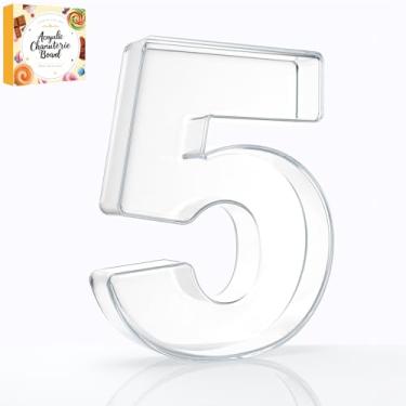 Imagem de Bandeja preenchível com letras de charcutaria acrílica de 25,4 cm, pratos de servir reutilizáveis em formato de número do alfabeto para tábua de charcutaria, frutas, doces, bolos, decoração de festa